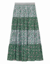 Petite Mendigote Tiered Print Skirt, Green (GREEN), large