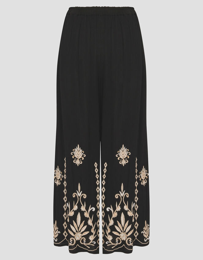 Saffron Embroidered Wide Leg Trousers Black
