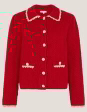 Nina Scallop Collar Cardigan, Red (RED), large