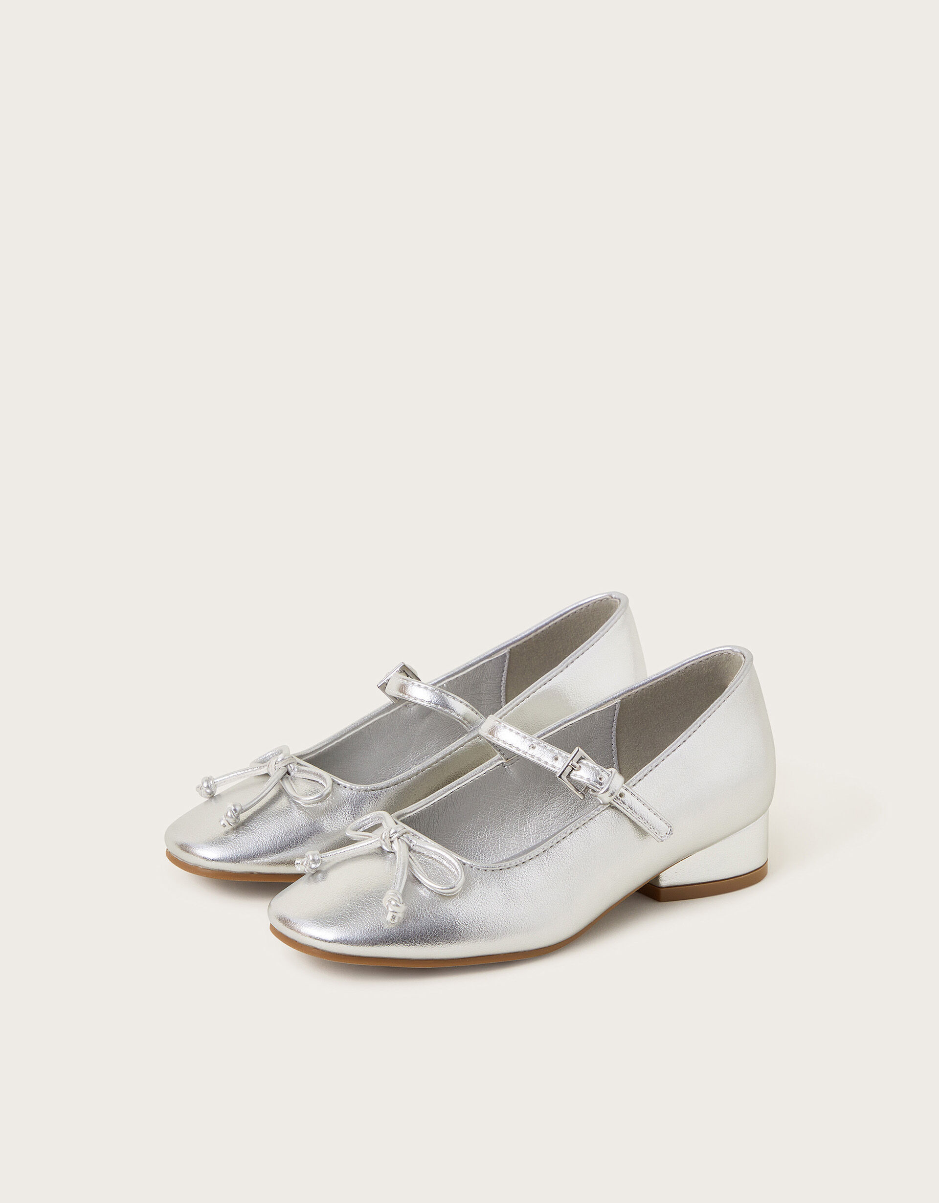 Metallic Ballet Pump Heels Silver