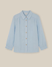 Emily Linen Blend Shirt, Blue (BLUE), large