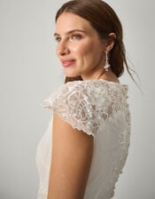 Arwen Embroidered Lace Wedding Dress, Ivory (IVORY), large
