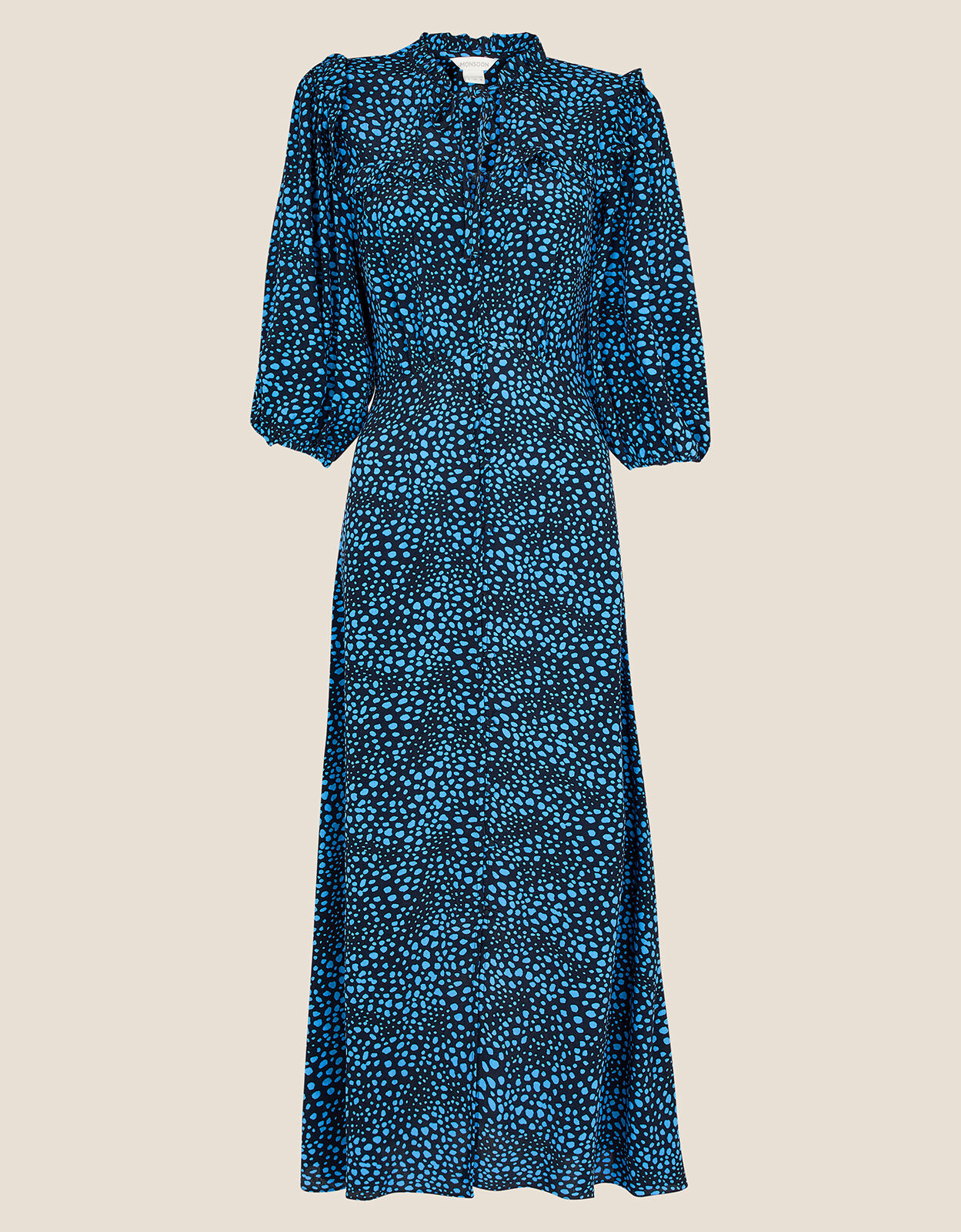 Scarlett Spot Midi Dress in Sustainable Viscose Black