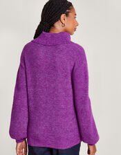 Super-Soft Rib Splice Neck Jumper with Recycled Polyester, Purple (PURPLE), large