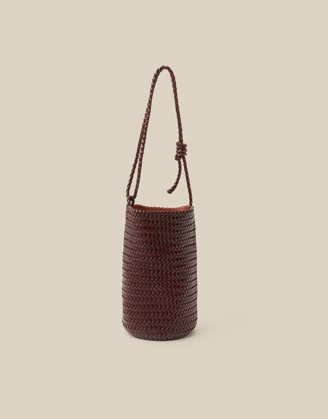 Marnie Woven Faux Leather Shoulder Bag, Brown (CHOCOLATE), large