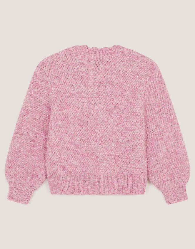 Sparkle Bow Scallop Cardigan, Purple (LILAC), large