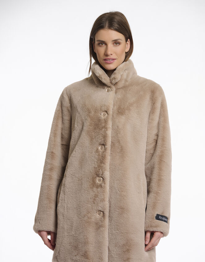 Rino & Pelle Nonna Faux Fur Teddy Coat, Camel (OATMEAL), large