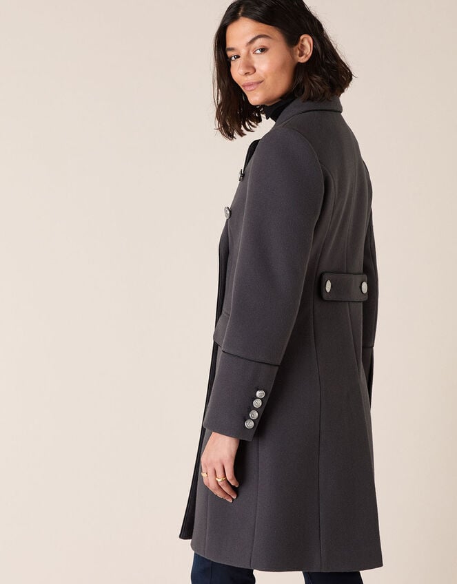 Marie Military Coat, Grey (CHARCOAL), large