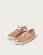 Shimmer Plimsoll Trainers, Gold (ROSE GOLD), large