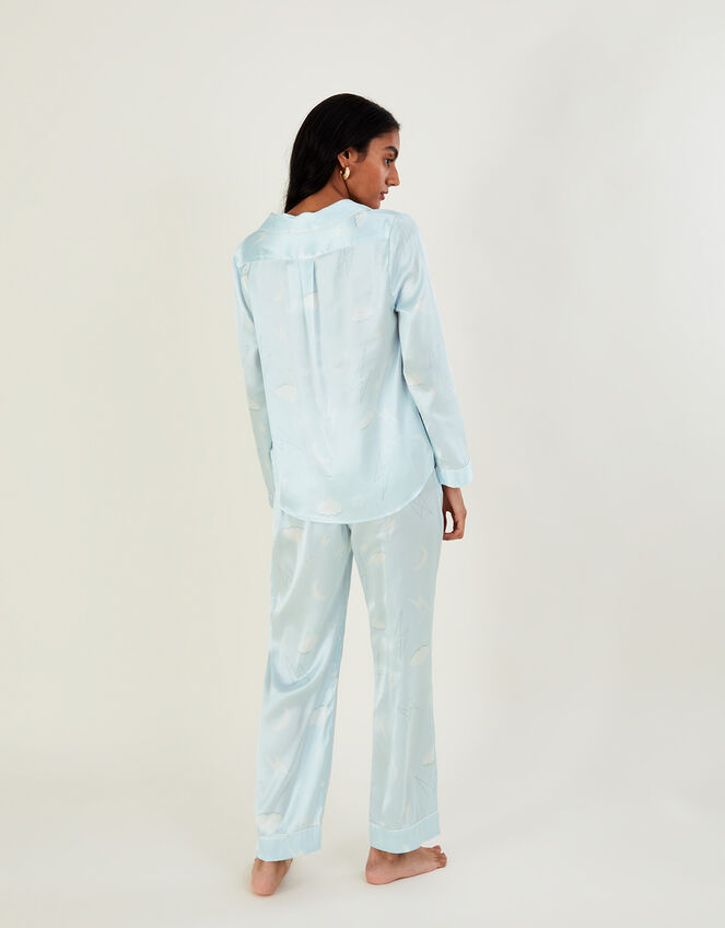 Lightning Bolt Print Pyjama Set in Recycled Polyester Blue