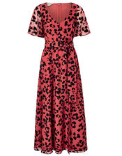 Annie Animal Burnout Maxi Dress, Orange (RUST), large
