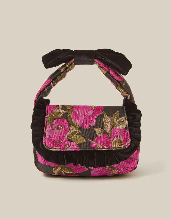 Monsoon x Queens of Archive Velvet Bow Floral Jacquard Bag, , large