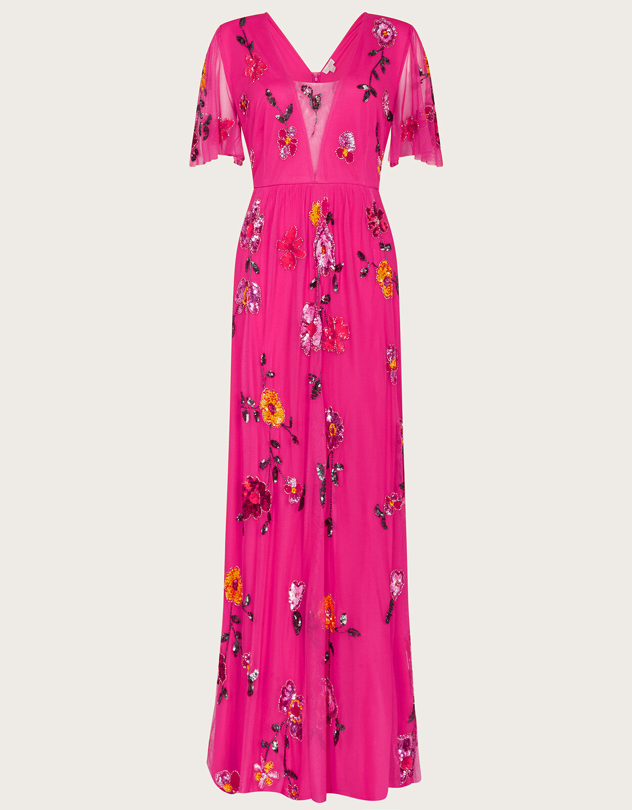 Faye Embellished Maxi Dress in Recycled Polyester Pink