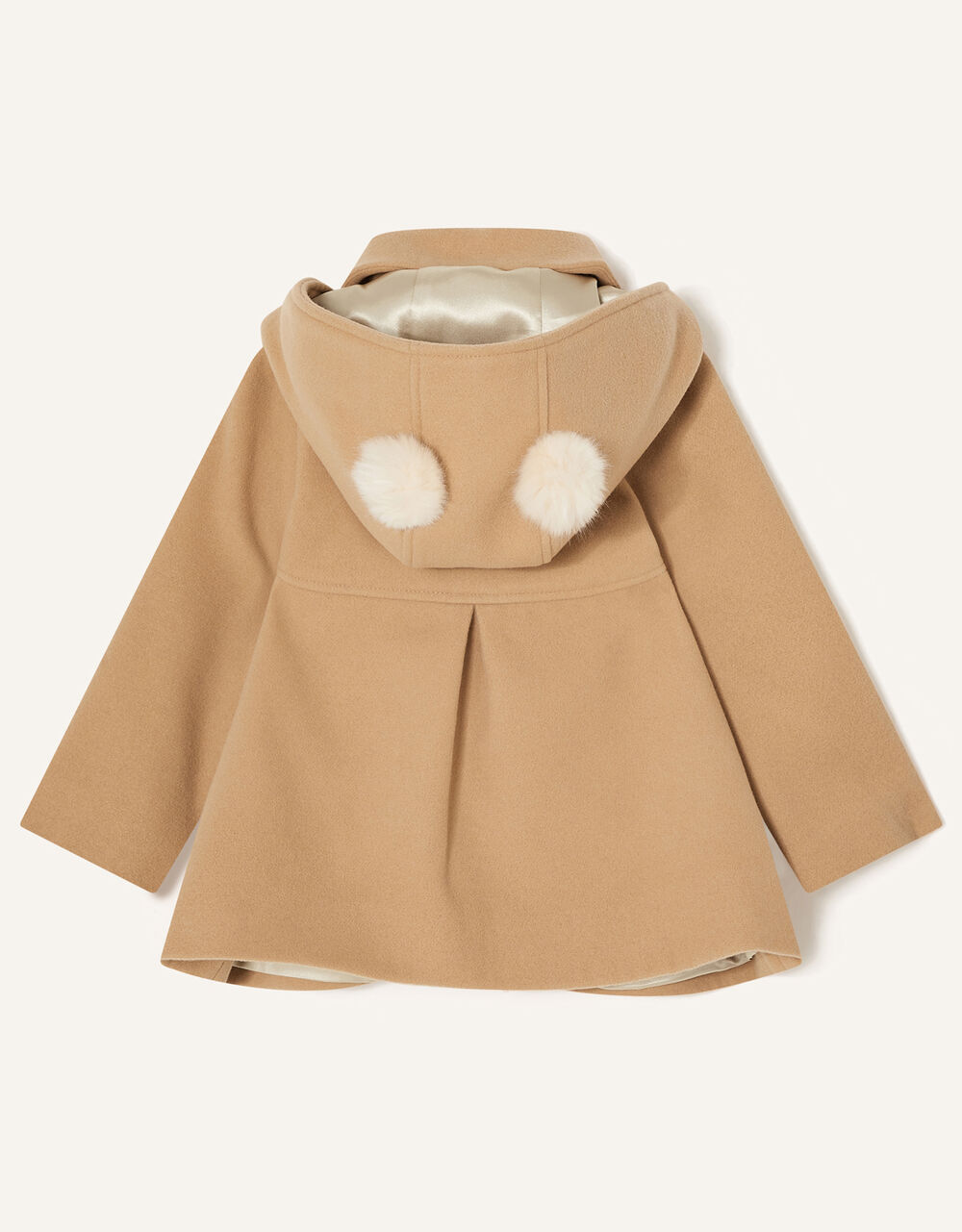 Baby PomPom Hooded Coat Camel Baby Girl Coats & Jackets Monsoon UK.