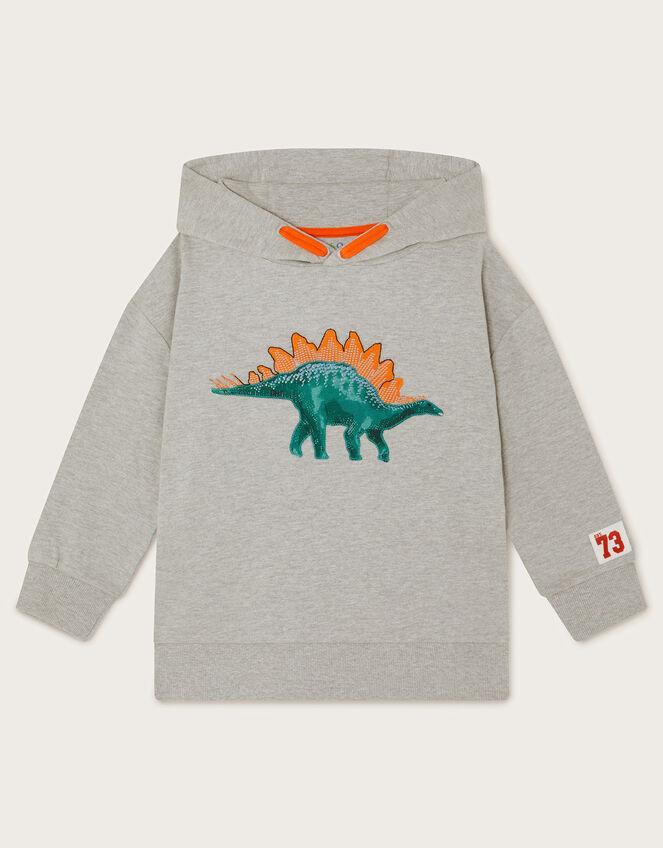 Dinosaur Hoodie, Grey (GREY), large