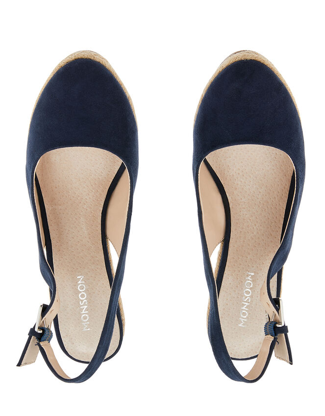 Sasha Sling-Back Espadrille Wedges, Blue (NAVY), large