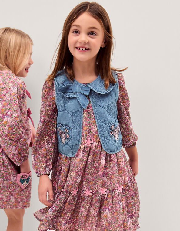 Monsoon x My Little Pony Chambray Quilted Waistcoat, Blue (BLUE), large
