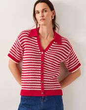 Cally Stripe Collar Jumper, Red (RED), large
