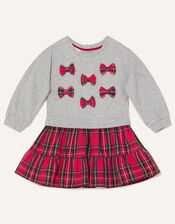 Baby Mini Bow Check Dress, Grey (GREY), large