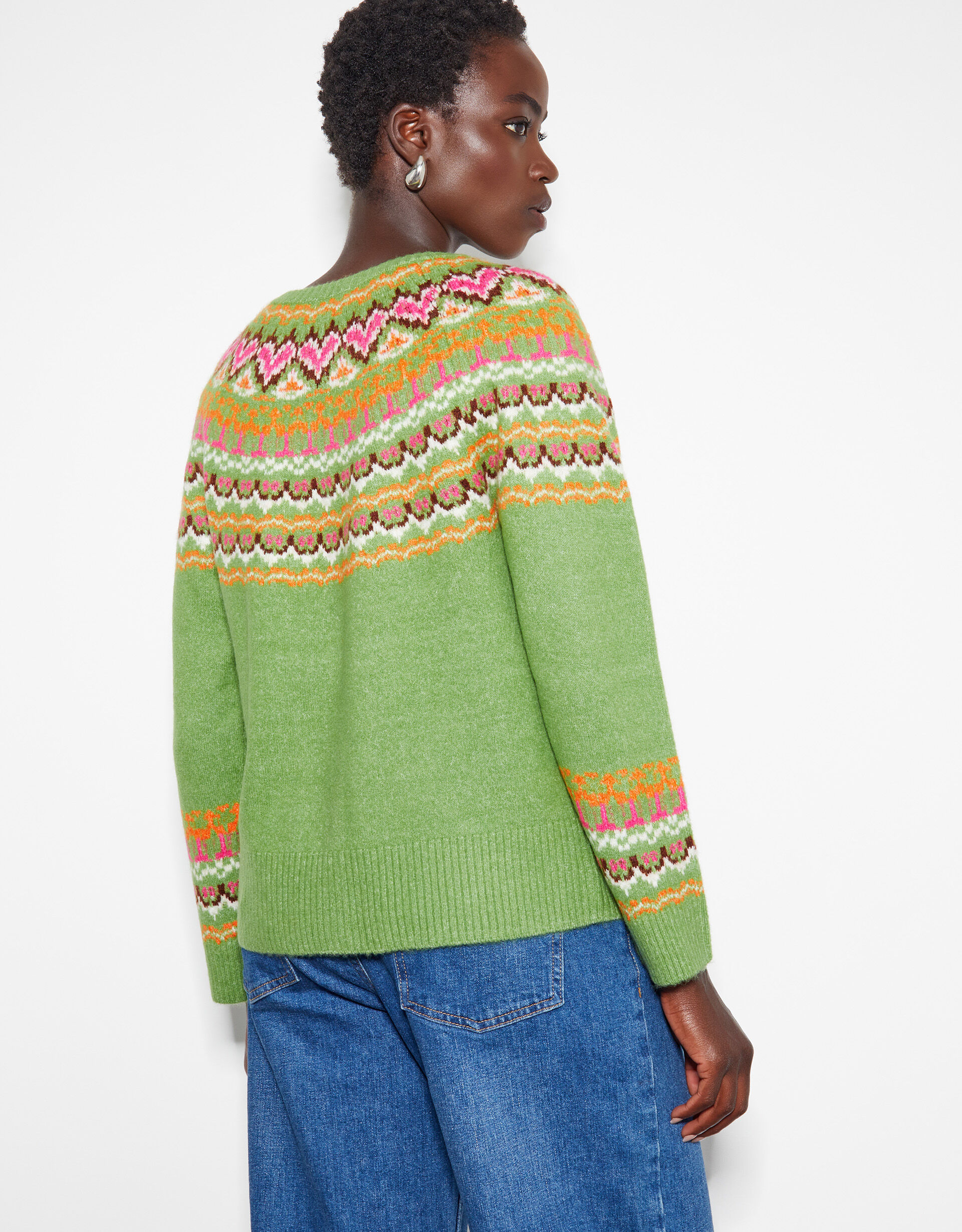Fern Fair Isle Cardigan Green Cardigans Monsoon UK