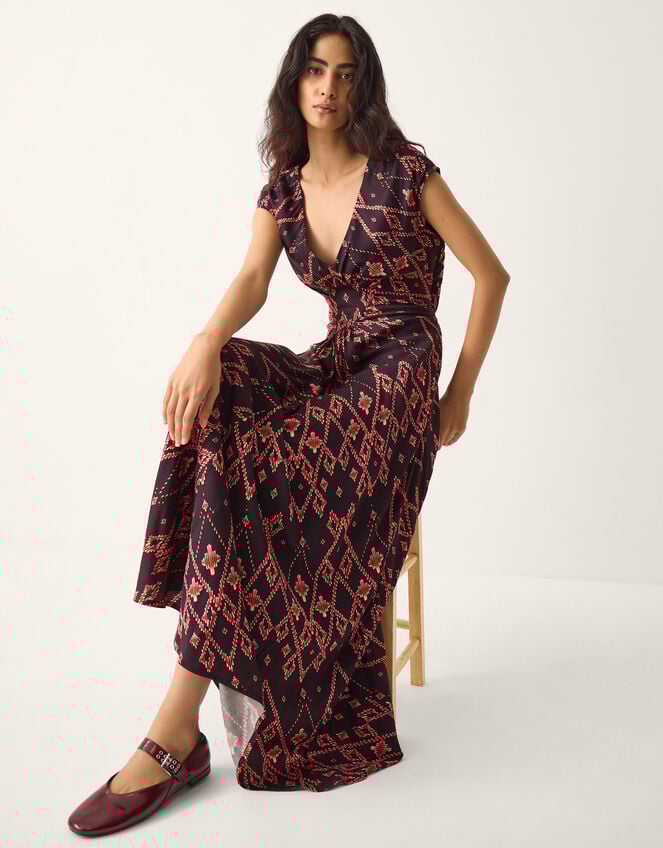 La Galeria Elefante Diamond Ruched Maxi Dress, Multi (MULTI), large