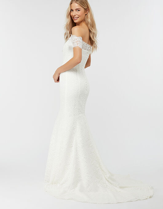 Sophie Lace Bardot Maxi Wedding Dress Ivory Wedding Dresses Monsoon UK