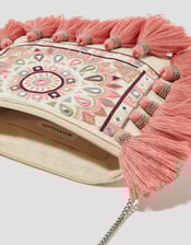 Rose Embellished Tassel Crossbody Bag, , large