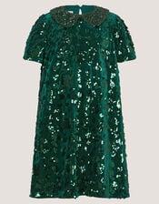 Esmeralda Sequin Collar Party Dress, Green (GREEN), large
