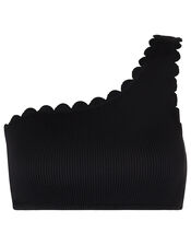 Marosi One-Shoulder Bikini Top with Recycled Polyester, Black (BLACK), large