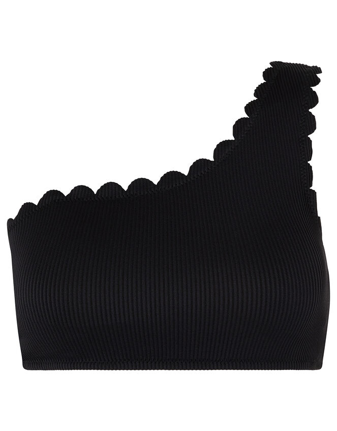 Marosi One-Shoulder Bikini Top with Recycled Polyester, Black (BLACK), large