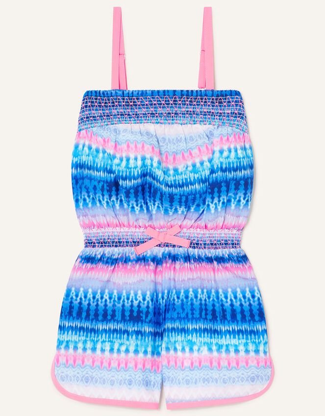 Tie Dye Playsuit  in Recycled Polyester, Blue (BLUE), large