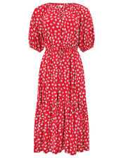 Daisy Print Midi Dress in LENZING™ ECOVERO™, Red (RED), large