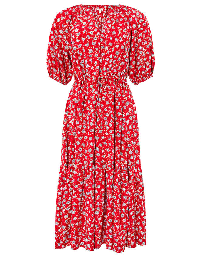 Daisy Print Midi Dress in LENZING™ ECOVERO™, Red (RED), large
