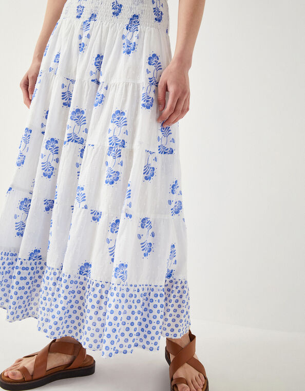 East Amber Hand-Screen Printed Midi Skirt, Ivory (IVORY), large