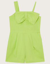 Asymmetric Straps Bow Playsuit , Green (LIME), large