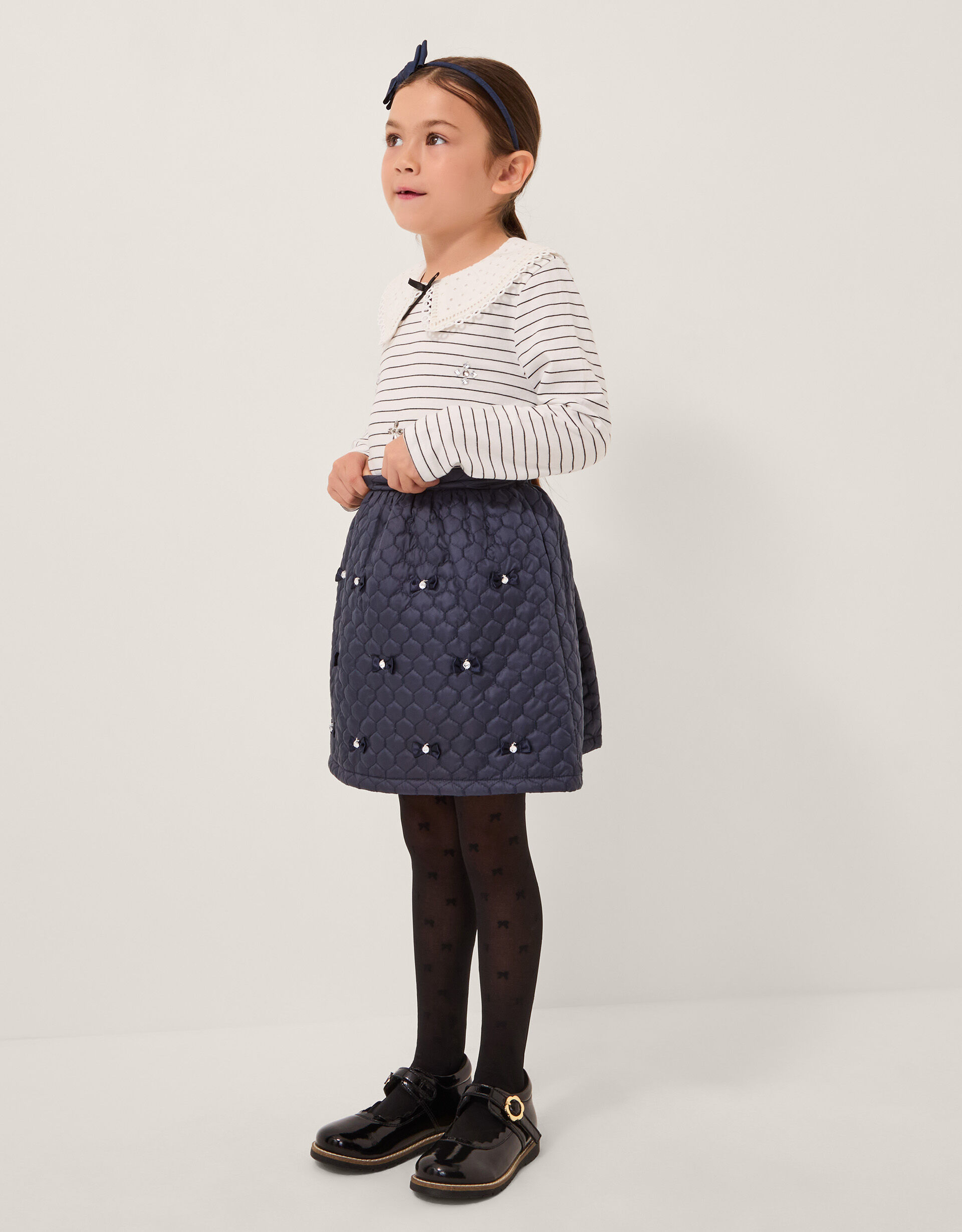 Jewel Stripe Collar Top Ivory