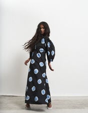 Par & Escala Josefa Puff Sleeve Print Maxi Dress, Black (BLACK), large
