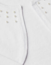 Sammy Pearl Embellished Cardigan, White (WHITE), large