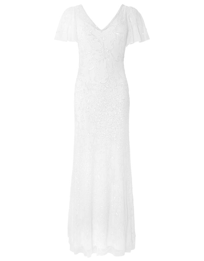 Kitty Embellished Flutter Sleeve Bridal Dress Ivory | Wedding Dresses ...