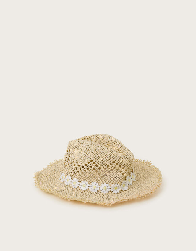 Daisy Chain Floppy Straw Hat, Ivory (IVORY), large