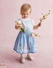 Baby Top & Gingham Pinafore Dress Set, Blue (BLUE), large