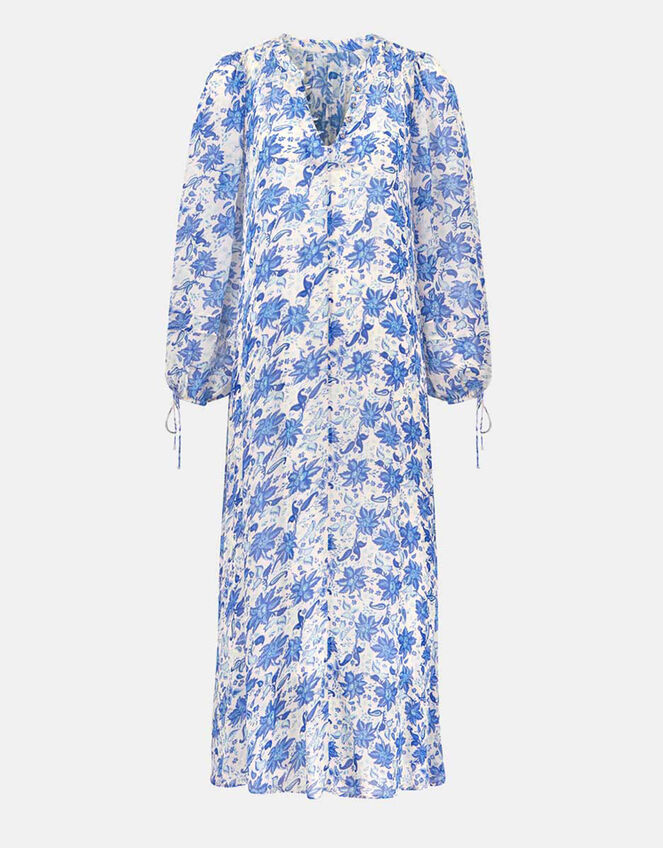 East Becca Floral Georgette Dress, Blue (BLUE), large