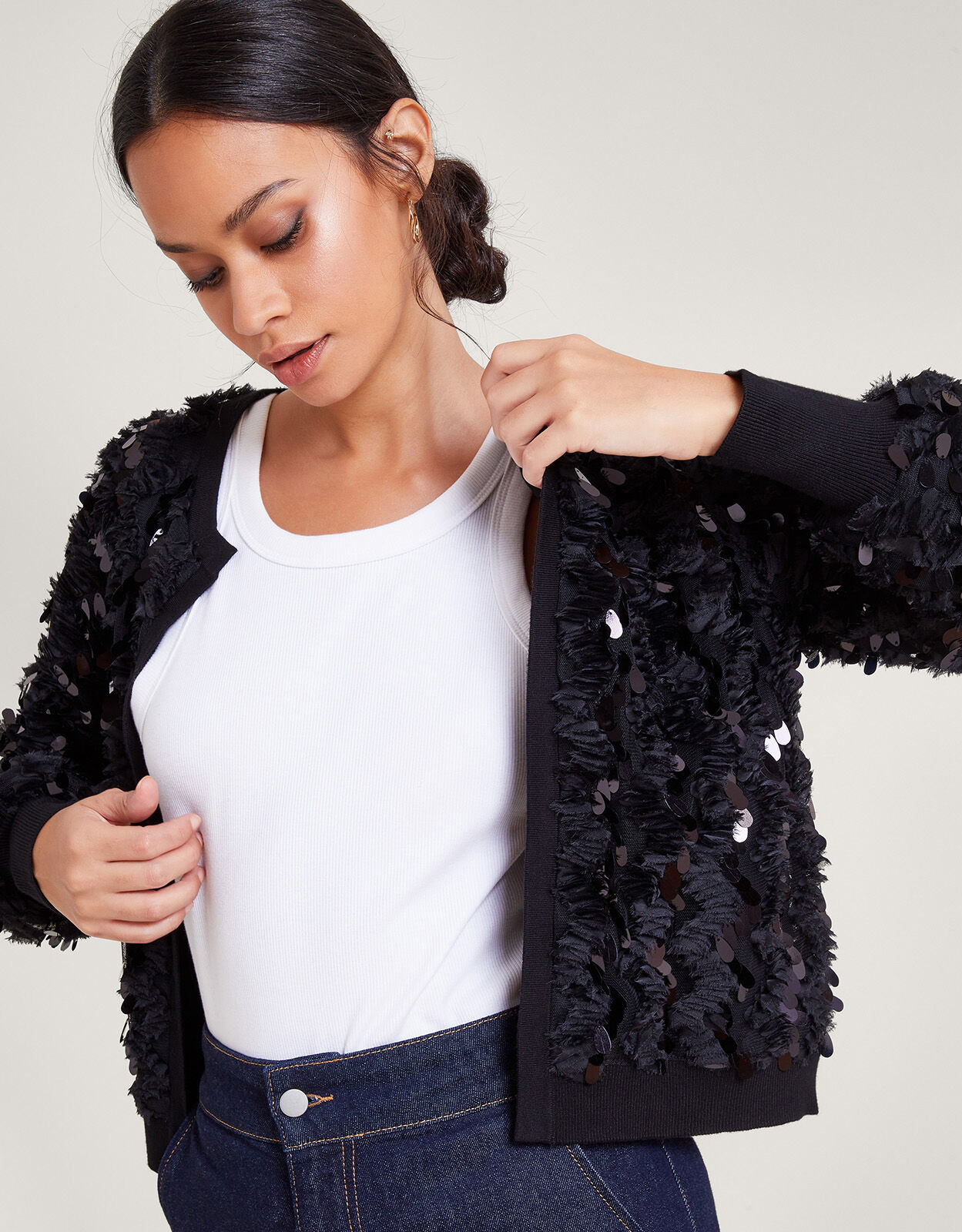 Ladies black shop sparkly cardigan