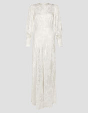 Grace Long Sleeve Satin Wedding Dress, Ivory (IVORY), large