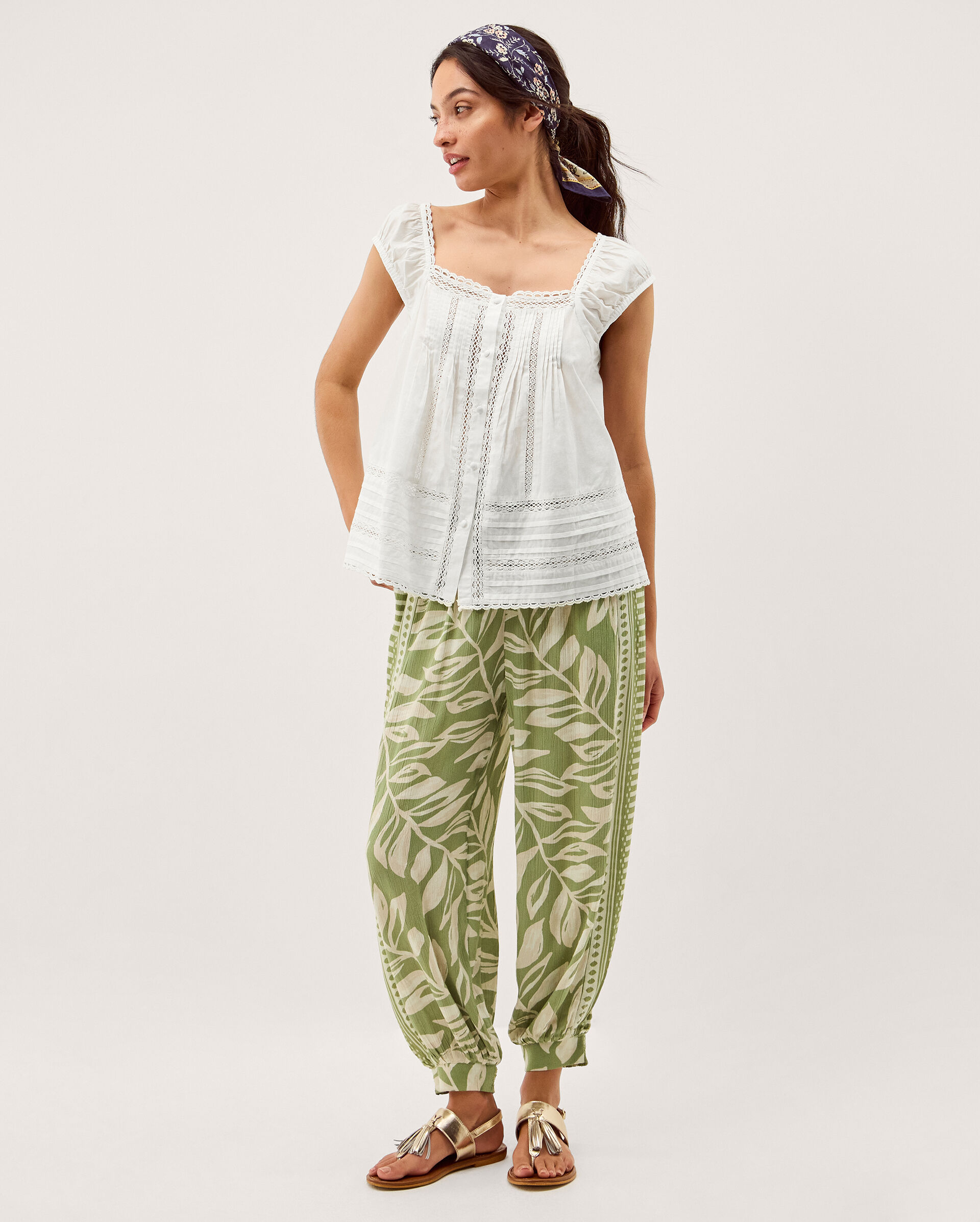 Olivia Lace Trim Top Ivory | Tops & T-shirts | Monsoon UK.
