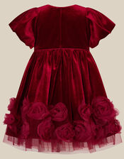 Baby Adelyn Rose Appliqu&eacute; Velvet Party Dress, Red (RED), large