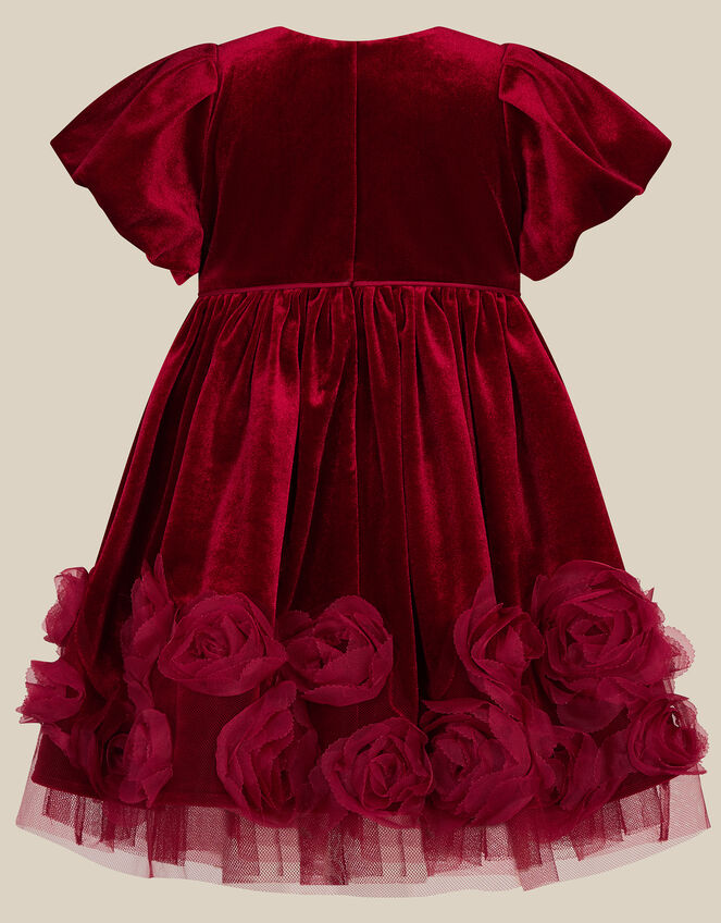 Baby Adelyn Rose Appliqu&eacute; Velvet Party Dress, Red (RED), large