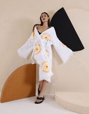 Meraki Beach Eye Print Kimono Robe, Cream (CREAM), large