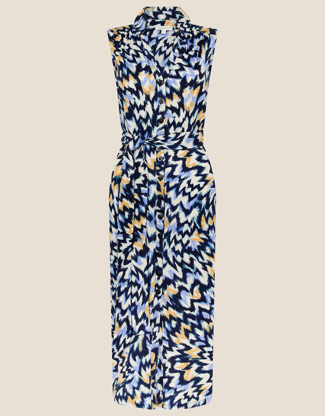 Zig Zag Button Down Dress, Blue (BLUE), large