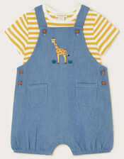 Newborn T-Shirt and Denim Giraffe Romper Set, Blue (BLUE), large